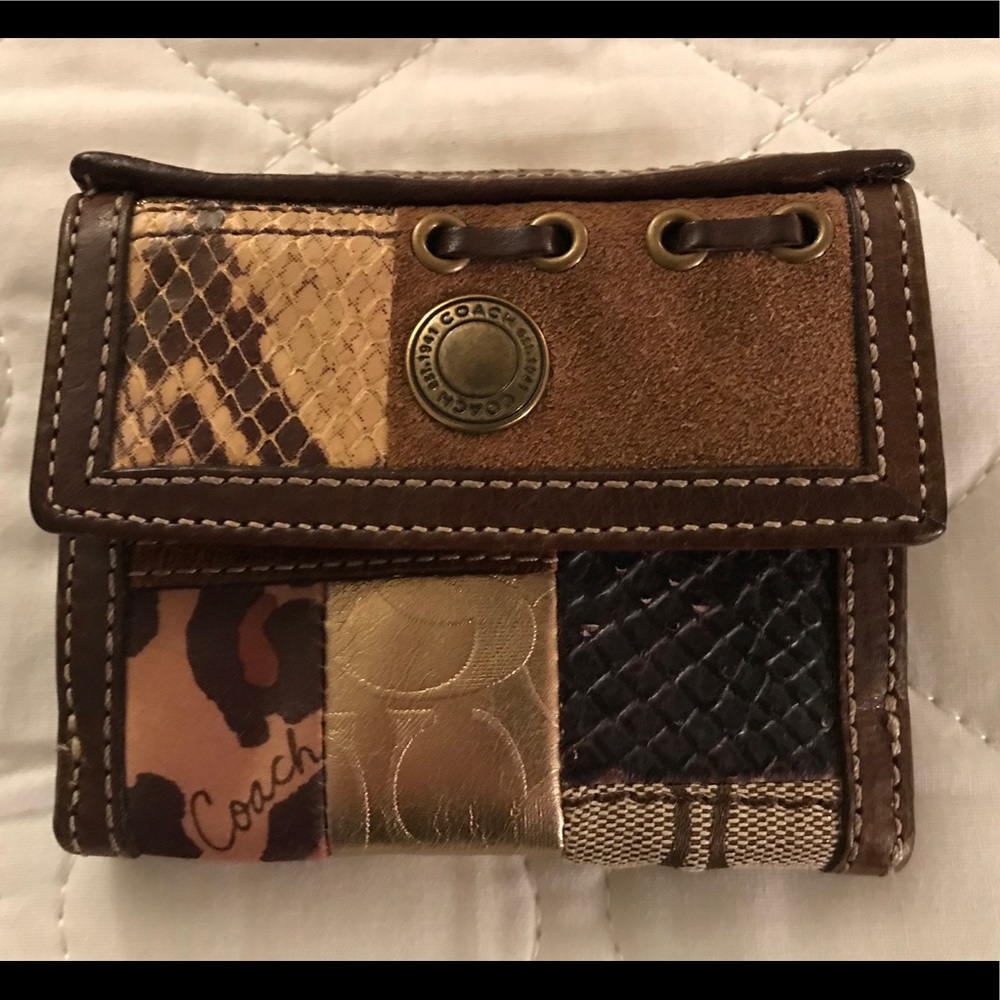 “Coach” Patchwork Small Flap Wallet
